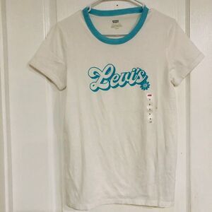 Levi's Women's Graphic T-Shirt‎ Short Sleeve Crew Neck White Size Small NEW